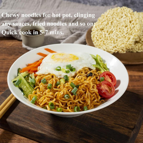 350g (10.5oz), 6 Pack Non-fried Hot Pot Ramen Family Noodles Unflavored, Preservative Free, No Added MSG Total PCS Per