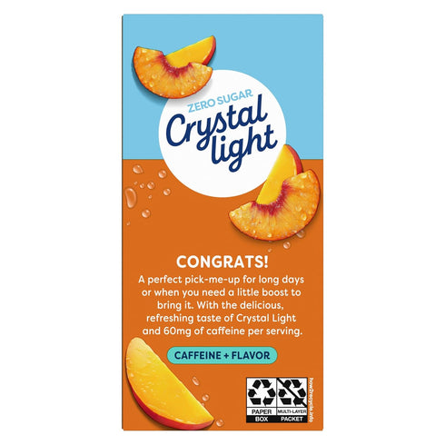 10-Packet 0.7 OZ (Pack 12) Crystal Light On The Go Peach Mango With Caffeine Drink Mix, Box