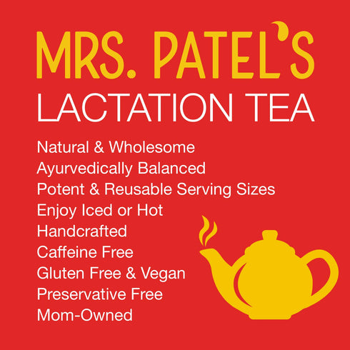 Mrs. Patel's Lactation Tea, Herbal Blend for Breastfeeding Moms, Caffeine Free, 14 Small Tea Bags