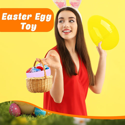 Barblog 10 Inch 6 12 (12 10 Inch Giant Macaron Plastic Easter Eggs pcs/ pcs Large Plastic Easter Eggs With Handle Jumbo