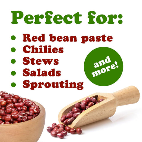 3 Food to Live - Adzuki Beans, Pounds Whole Dried Azuki Beans (Red Mung Beans), Raw, Vegan, Kosher, Sproutable, Bulk.