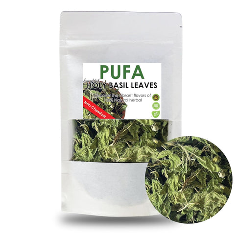 PUFA Dried Thai Holy Basil Leaves, Tulsi Cooking Herbs and Spices, Asian Seasoning