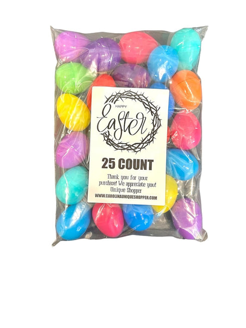 Unique Shopper (25) Pre Filled Chocolate Candy Plastic Easter Eggs with Free Egg Token