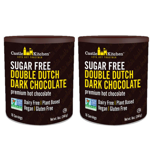 Castle Kitchen Sugar Free Dark Hot Chocolate (2 Pack) Premium Plant Based,