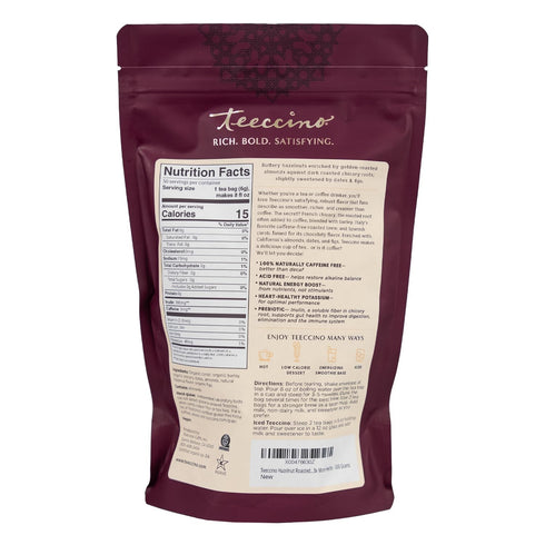 3x 50 Teeccino Hazelnut Roasted Herbal Tea - Caffeine Free, Prebiotic, More Herbs - Tagless Eco-Friendly Tea Bags