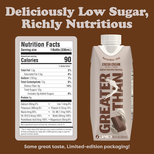 12 Pack Greater Than Nutrient Hydration Beverage, Electrolyte Drink for Gut Health & Energy with Coconut Water