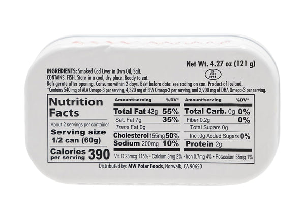 4.27 oz Omega-3, (Pack 12) MW Polar Smoked Cod Liver in Oil Wild-Caught, Rich in Ready to Eat Premium Quality Seafood