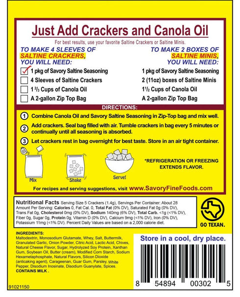 Savory Saltine Seasoning, Texas Chipotle - 1.4 Ounce, 4 Pack