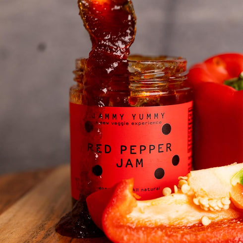 Jammy Yummy 8 (Pack 2) Sweet Red Pepper Jam - Handmade, Simple Ingredients, No Additives, Vegan, Gluten-Free - Ounce