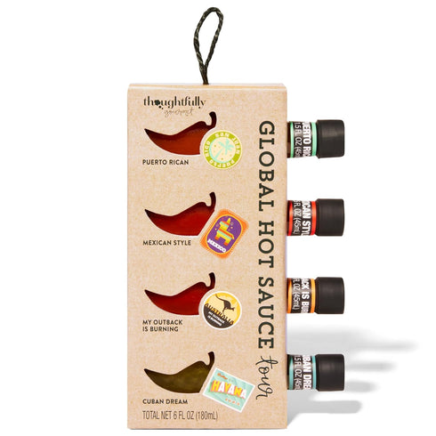 Thoughtfully Gourmet Global Hot Sauce Gift Set, Internationally Inspired Flavors Set of 4