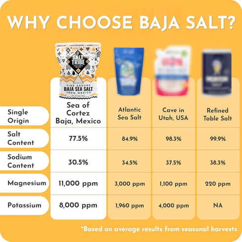 90+ 4 Salt Tribe | Baja Sea Salt | Mineral Rich | Trace Minerals | Fine Ground | Hydration Support | Sal Organica | Low