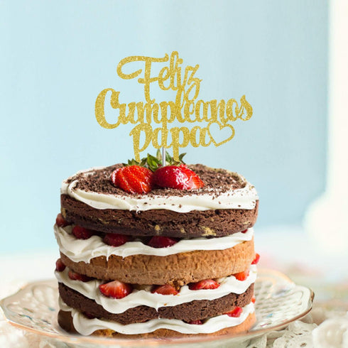 Feliz Cumpleanos Papa Cake Topper, Happy Father's Day Birthday Party Supplies Decoration