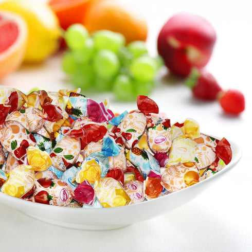 2 120 Bulk Fruit Filled Hard Candy Pound, Holiday Candy - Individually Wrapped Assorted Fruity Candies with Soft Center