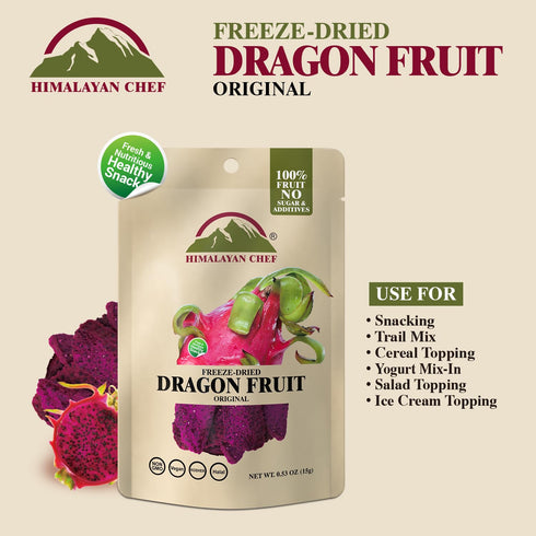 15g Himalayan Chef Freeze-Dried Dragon Fruit | Organic Dried Fruits Snacks, Healthy Snack for Kids & Adults