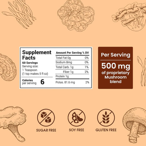 (60 10 Immune Mushroom Coffee Servings) Mushrooms (Lions Mane, Cordyceps, Turkey Tail & Other) Mixed With Gourmet