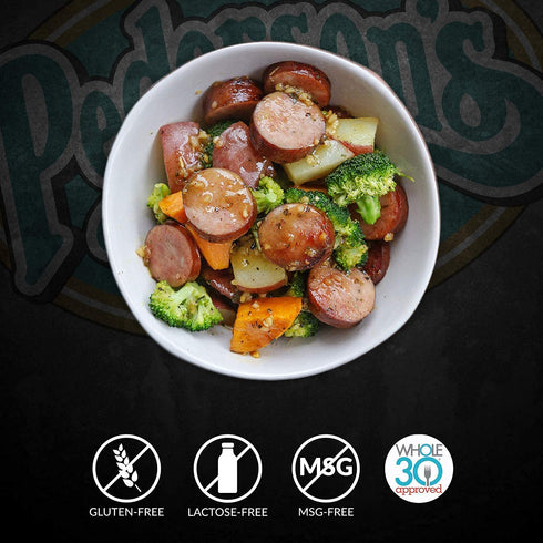 Kielbasa Whole30 (4 Pack, 14oz Pedersons Farms, Old World Rope Pork Sausage, Use/Freeze) - No Sugar Added, Uncured