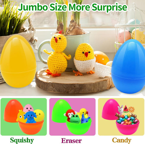 ZMCINER 12 6 Inch PCS Jumbo Easter Eggs, Large Plastic Easter Eggs for Easter Basket Stuffers, Easter Party Favor