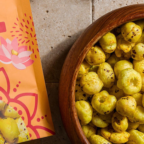 1 oz (Pack 12) Karma Turmeric Pops - Popped Water Lily Seeds Gluten-Free, Vegan, Non-GMO - Puffed Lotus Seeds On-the-Go