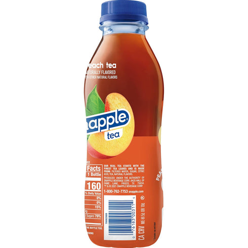 16 oz Pack 12 Snapple Peach Tea, fl recycled plastic bottle