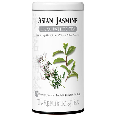 The Republic of Tea Asian Jasmine 100% White Tea Bags, Steeps 50