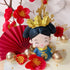 Traditional Chinese Wedding Cake Toppers, Set of 7 with Queen Figurine, Plum Blossom, Phoenix, and Doll Base