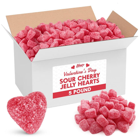 Valentine Cherry Jelly Hearts Candy, 5lb Pack of Valentine's Day Candy Bulk,