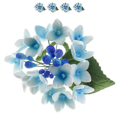 4 Count Global Sugar Art Hydrangea Blossoms Spray Sugar Cake Flowers, Blue/Purple, by Chef Alan Tetreault