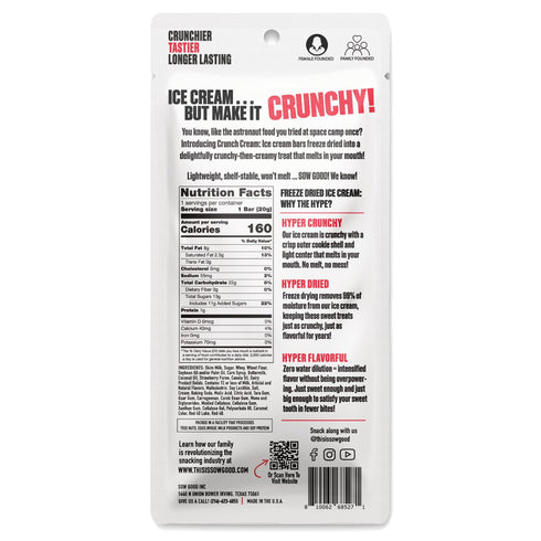 2 Pack. Sow Good Freeze Dried Ice Cream Candy Berry Crunch Ice Cream Bar Perfect for Snacking, Parties & Astronauts