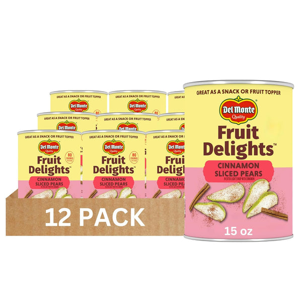 Del Monte Fruit Delights Sliced Pears with Cinnamon in Extra Light Syrup,