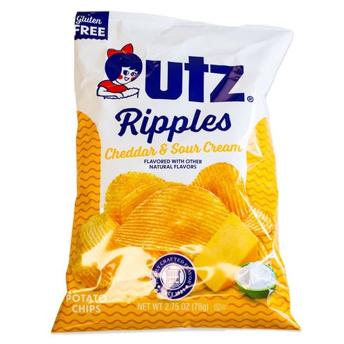 4, 2.75oz Utz Ripples Cheddar and Sour Cream Potato Chips - Cheesy Sour Cream Natural Flavors - bags