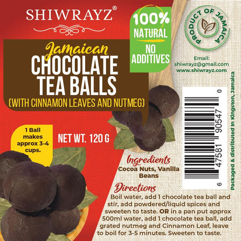 SHIWRAYZ (4 120g) Cocoa Balls with Cinnamon Leaves and Nutmeg. Di Jamaican Old Time Chocolate tea at Christmas Time
