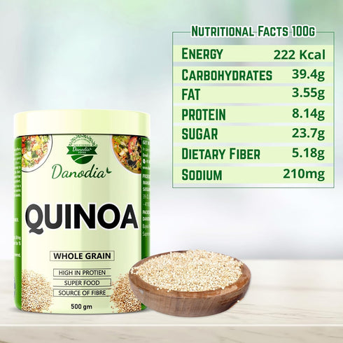 500g (1.1lb, 17oz) Danodia Foods Hulled Quinoa Grains, | Gluten Free, Non GMO Supergrain | Nutrient Rich Alternative