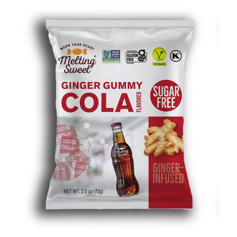 Melting Sweet SUGAR FREE Ginger Gummies Chew Candy - Fluten Free, Non