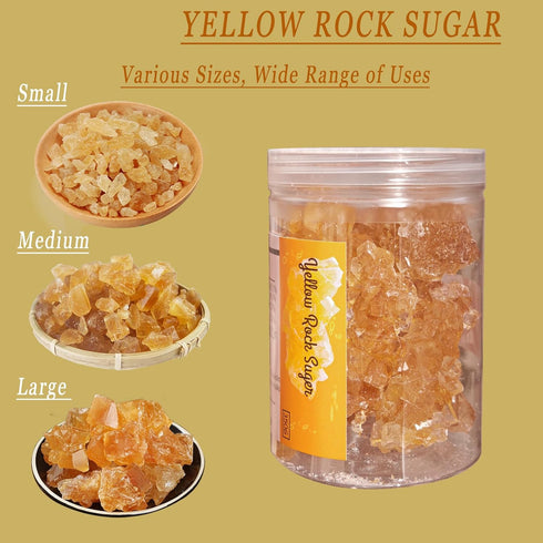 Generic 12.35oz (350g) Natural Yellow Rock Sugar Crystals | Authentic Chinese Raw Rock Sugar for Pho, Tea, Cooking