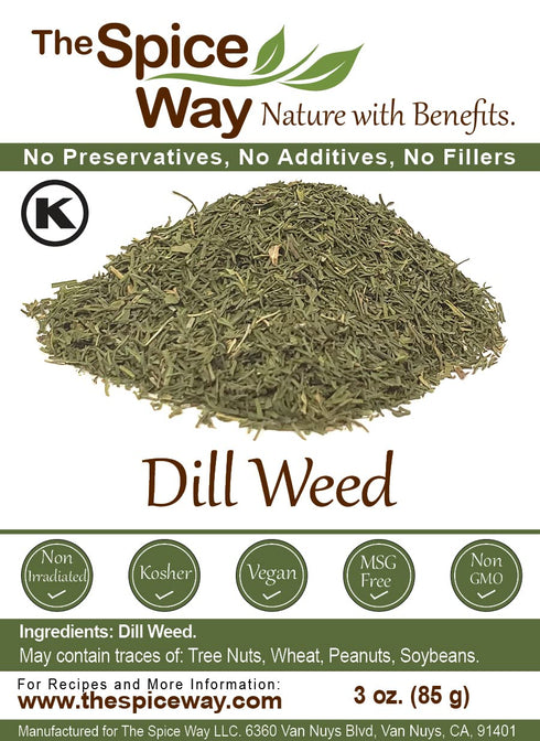 The Spice Way Dill Weed - 3 oz seeds for Pickling, Vegetables, Pasta, Salads, and Soups