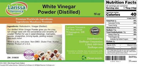 Larissa Veronica (16 oz, 518630) White Vinegar Powder (Distilled) ZIN: