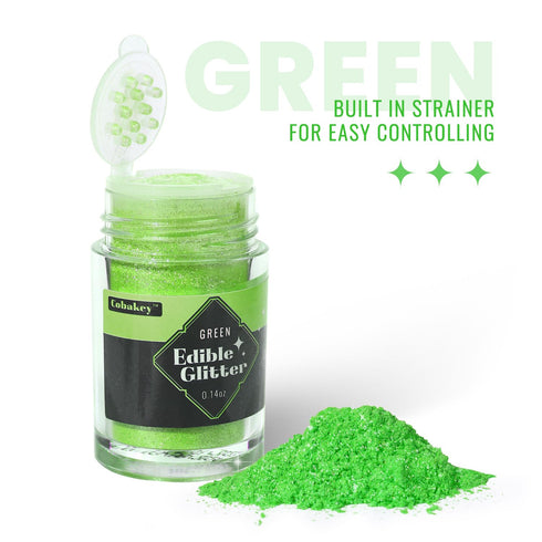 4g Glimmer Green Edible Glitter for Cocktails Drinks Food Grade Powder Luster Dust for Food Metallic Coloring Fondant