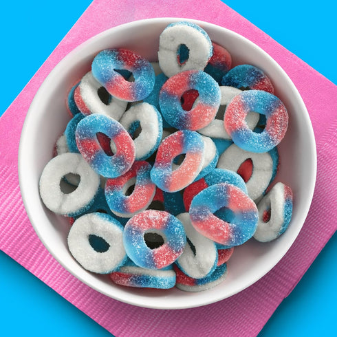 6 oz SweeTARTS Halos, Candy, Blue Punch and Strawberries and Cream, Tart and Chewy, Soft and Fluffy