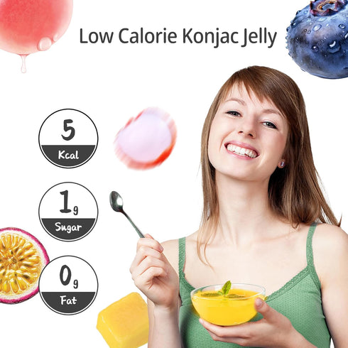 10 Pack Pack, 10 Hethstia Konjac Noodle Fettuccine and Konjac Jelly Variety Drinkable Jelly Pouches Lychee, Blueberry