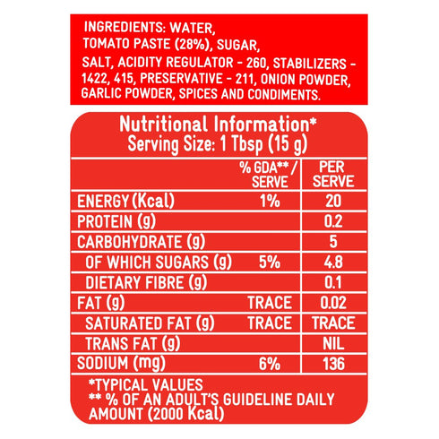 Kissan 500g Ketchup - Tomato, Bottle
