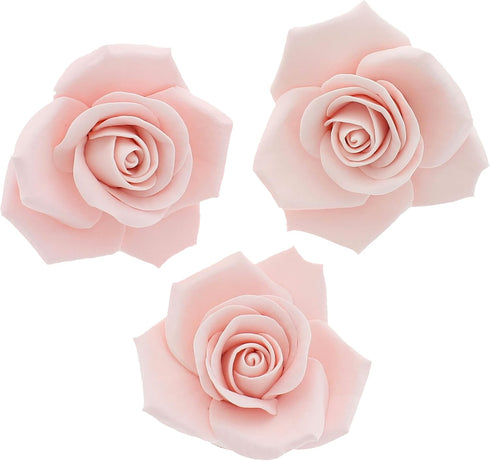 3 Inch 3 Count Global Sugar Art Peace Rose Sugar Cake Flowers, Pink Wired, by Chef Alan Tetreault