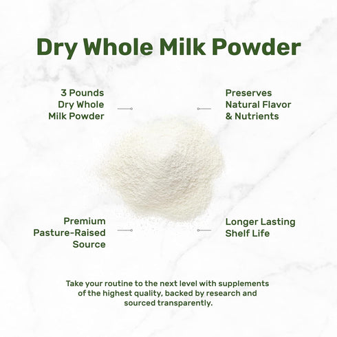 DEAL SUPPLEMENT 3lbs 9g Dry Whole Milk Powder, Natural Pasture Raised Source Made in USA Powdered Milk for Baking