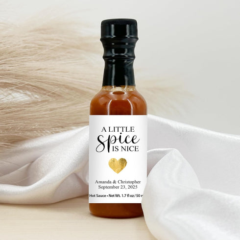 Best Day Ever Spot 1.7oz (Set 12) Hot Sauce Gifts, Gold Heart Mini Hot Sauce Bottles, Hot Sauce Wedding Favors, Custom