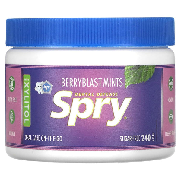 Spry Xylitol Berry Blast Mints Sugar Free Candy, 240 Count - Promote Oral Health, Non-GMO, Gluten-Free