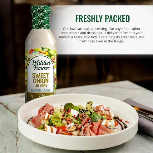 12 oz Walden Farms Sweet Onion Dressing - Low Carb, Calorie-Free, Gluten-Free, Keto-Friendly, Sugar-Free, Fat-Free