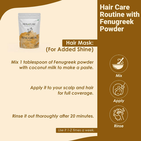 Mi Nature Fenugreek Powder, 100% Natural Trigonella Foenum Seeds, Pure Methi Powder for Cooking, Hair and Skin Care,