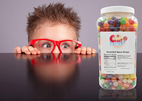 5 Lbs Sarahs Candy Factory Assorted Spice Drops in Jar