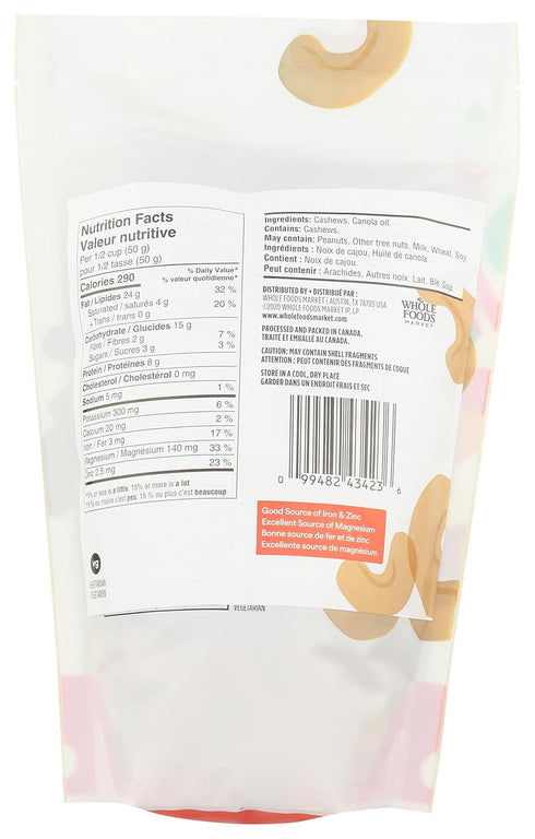 365 16 by Whole Foods Market, Roasted Unsalted Cashews, Ounce