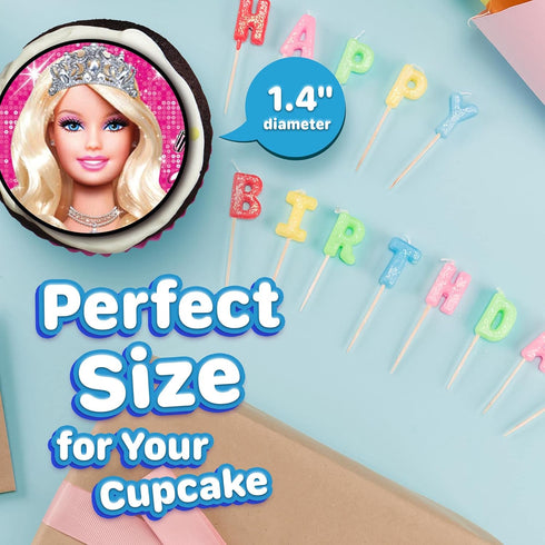 30 Edible Cupcake Toppers – Fashion Doll Girl Pink Themed Collection of Edible Cake Decorations