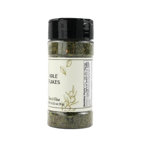 (0.32 Olive & Vine Kale Flakes, Earthy Flavor, For Smoothies & Salads, Rich Tradition, Authentic Taste, For Global